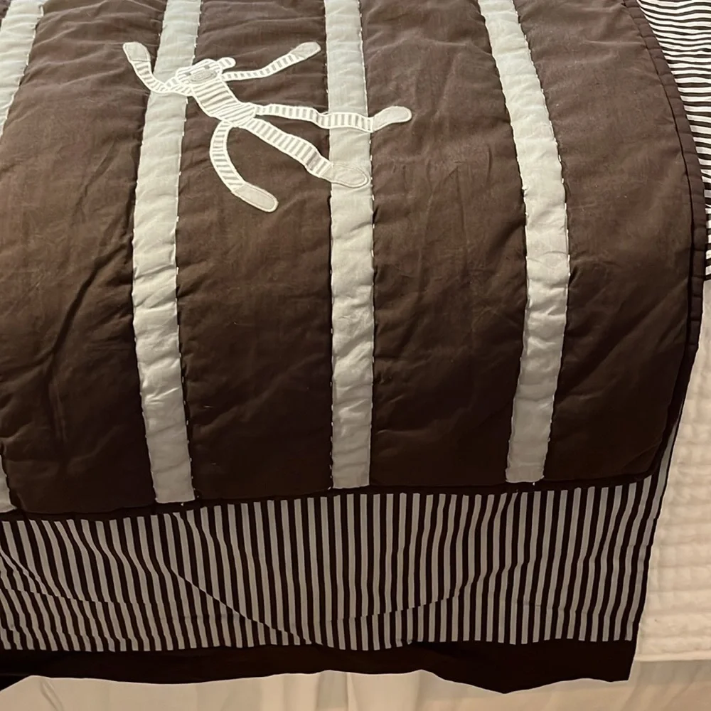 Pottery Barn Kids Playful Monkeys Crib or Toddler Bed Comforter & Bed Skirt